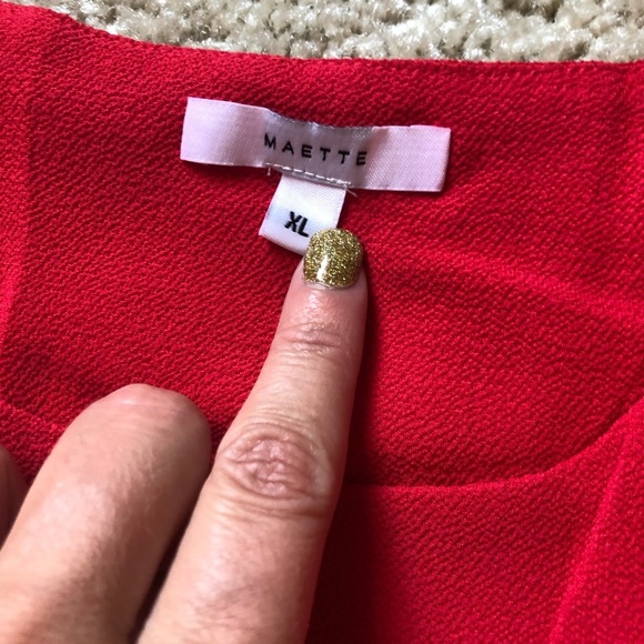 Stella & Dot Pippa Red cold shoulder ruffle Top Blouse XL - Picture 4 of 6